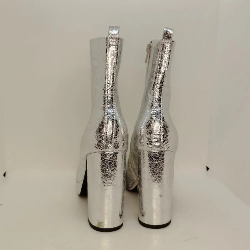 Report Joaquin Fashion Womens NEW w/Tags Metallic Silver Heeled Boots - sz. 7